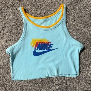 Nike Light Blue Crop Top with Yellow Accents